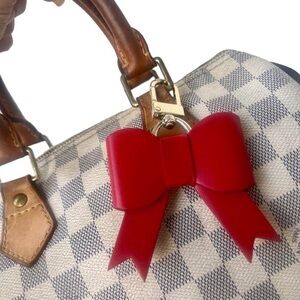 Leather Bow Bag Charm Handcrafted